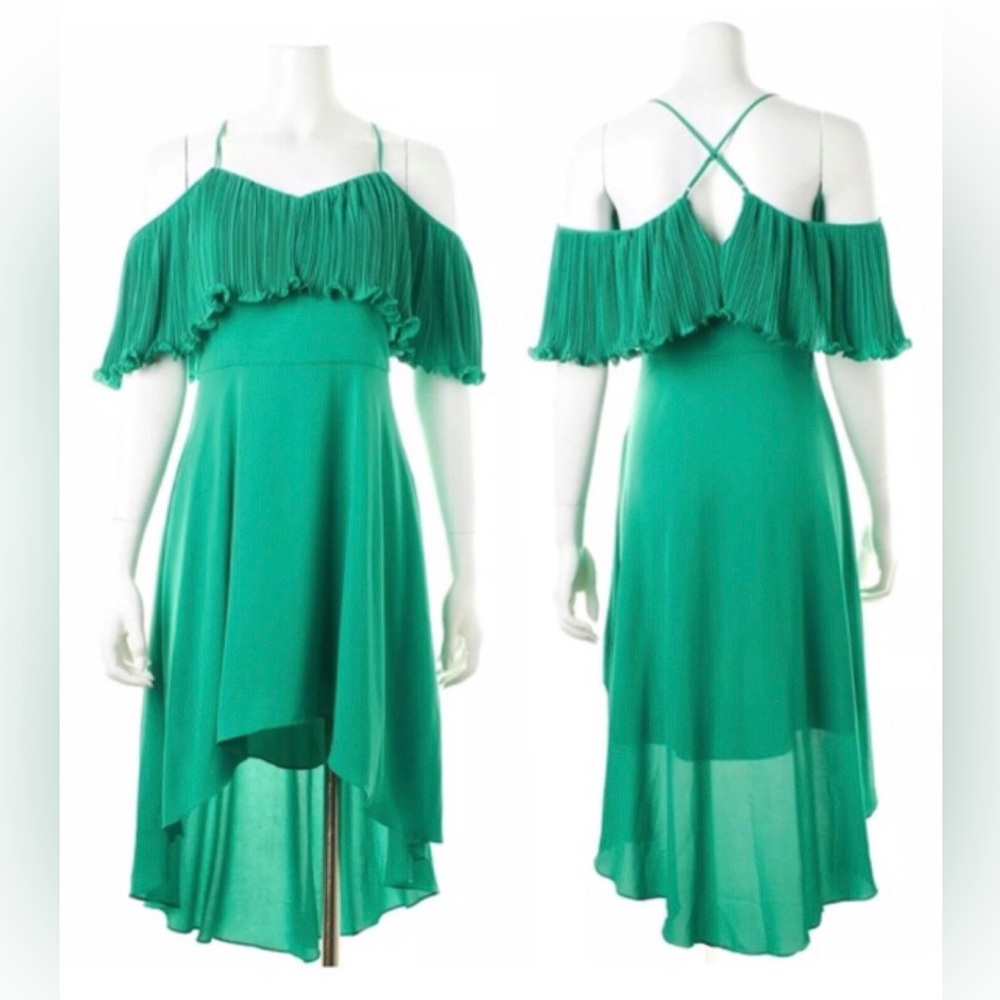 Halston Heritage Jade Pleated Flounce Dress